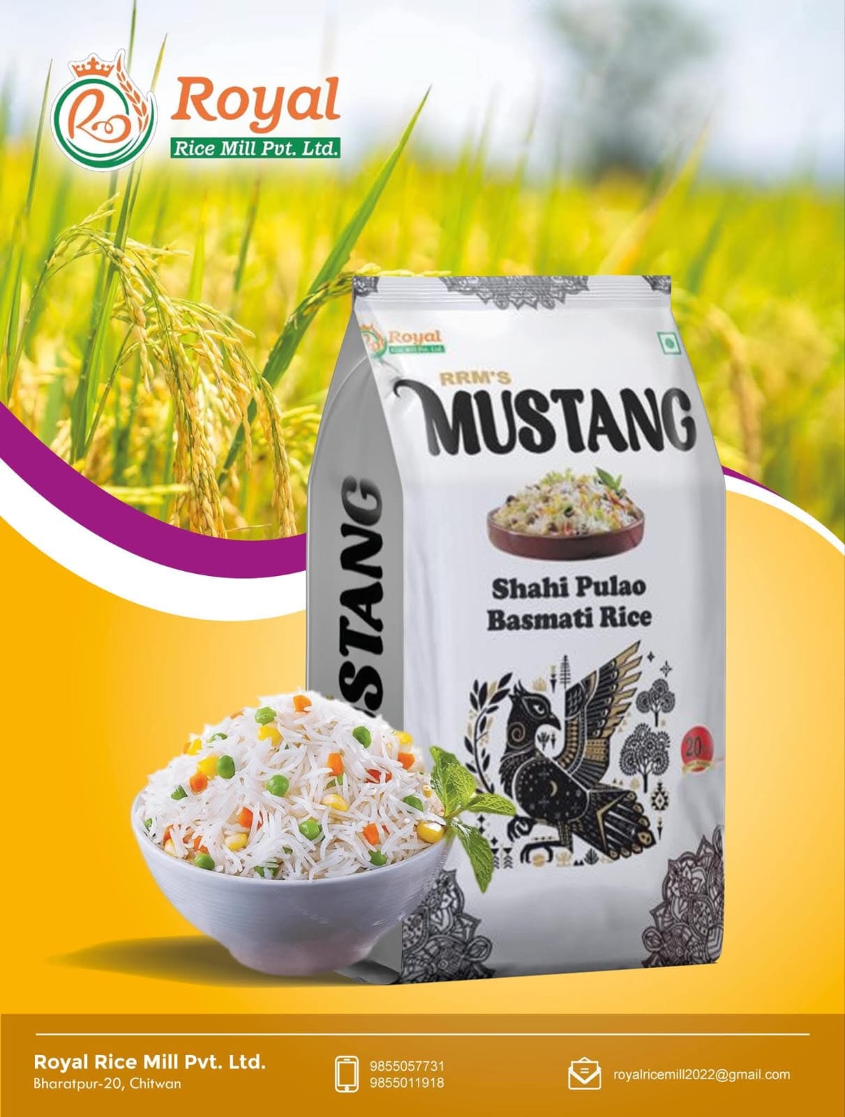 Mustang Shahi Pulao Basmati Rice bag